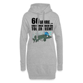 Anglergeschenk zum 60 Geburtstag 60 Ehrentag - Hoodie-Kleid - Grau meliert - Vorne