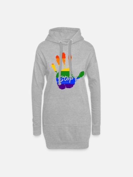 stop homophobia - LGBTQ CSD Gay Pride - Hoodie-Kleid - Grau meliert