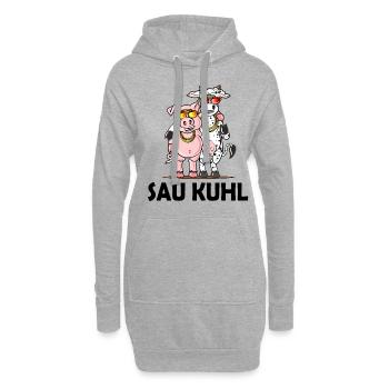 Schweine Kühe Geschenk witziges Wortspiel Humor - Hoodie-Kleid - Grau meliert - Vorne