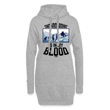 Snowboarding Is In My Blood - Hoodie-Kleid - Grau meliert - Vorne