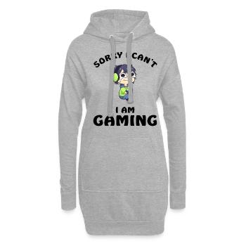 Désolé je ne peux pas je joue - Sweat-shirt à capuche long Femme - gris chiné - Devant