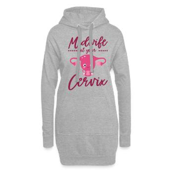 Midwife At Your Cervix Geburtshelfer Hebamme - Hoodie-Kleid - Grau meliert - Vorne