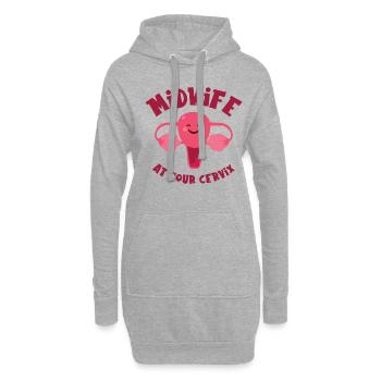 Midwife At Your Cervix Geburtshelfer Hebamme - Hoodie-Kleid - Grau meliert - Vorne