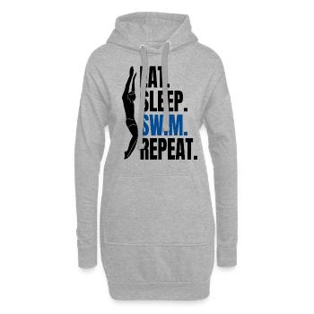Eat Sleep Swim Repeat - Schwimmen Schwimmer - Hoodie-Kleid - Grau meliert - Vorne