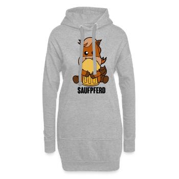 Saufpferd Pferd Pony Biertrinker Saufen Bier - Hoodie-Kleid - Grau meliert - Vorne