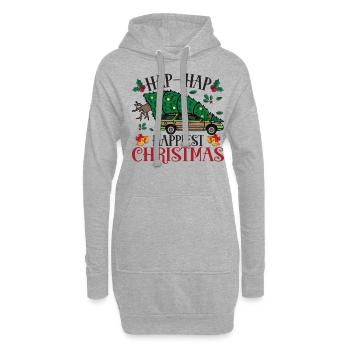 Camion de transport d’arbre de Noël le plus heureux - Sweat-shirt à capuche long Femme - gris chiné - Devant