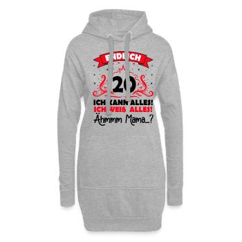 20 Geburtstag Mädchen Junge Fun Geschenk lustig - Hoodie-Kleid - Grau meliert - Vorne