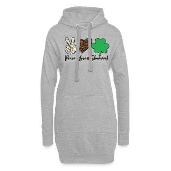 Peace Love Shamrock Leopard Print Patricks Day - Sweat-shirt à capuche long Femme - gris chiné - Devant