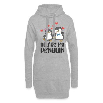 Vous êtes mes amoureux de la Saint-Valentin Penguin - Sweat-shirt à capuche long Femme - gris chiné - Devant