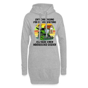 Entschuldigung das ich zu spät bin Mähdrescher - Hoodie-Kleid - Grau meliert - Vorne