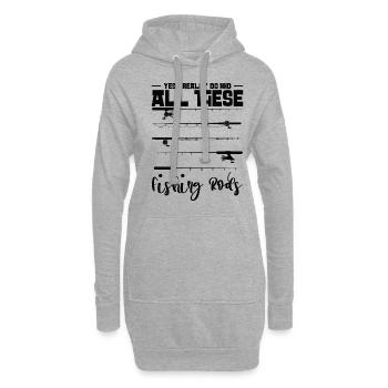 Oui, j’ai vraiment besoin de toutes ces cannes à pêche Angeln - Sweat-shirt à capuche long Femme - gris chiné - Devant