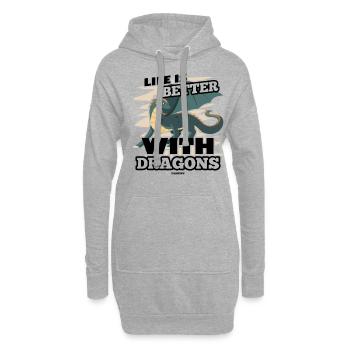 Life Is Better With Dragons - Hoodie-Kleid - Grau meliert - Vorne