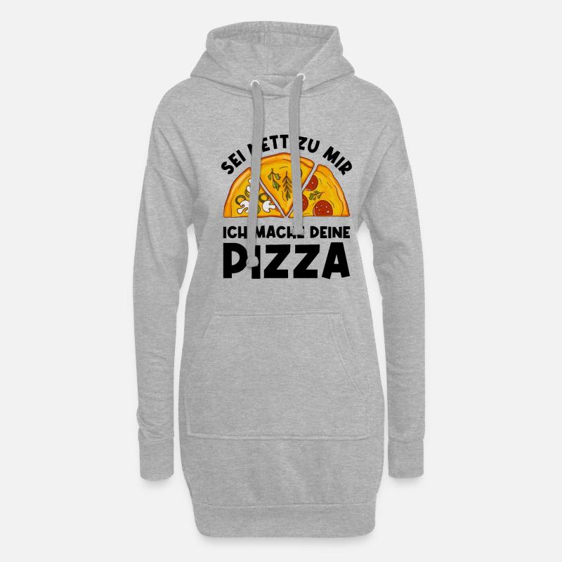 Sei Nett Zu Mir Ich Mache Deine Pizza Pizzabäcker - Hoodie-Kleid - Grau meliert