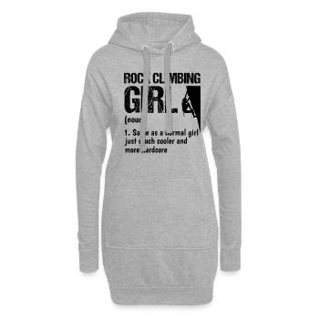 Rock Climbing Girl Noun Mountaineering Bouldering - Hoodie-Kleid - Grau meliert - Vorne