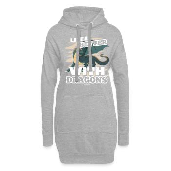 Life Is Better With Dragons - Hoodie-Kleid - Grau meliert - Vorne