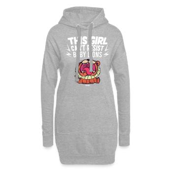 Lion Girl Amoureux des animaux - Sweat-shirt à capuche long Femme - gris chiné - Devant
