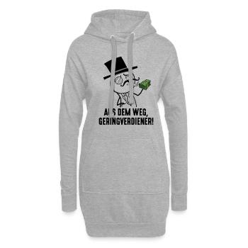 Aus dem Weg Geringverdiener Meme Trader Millionär - Hoodie-Kleid - Grau meliert - Vorne