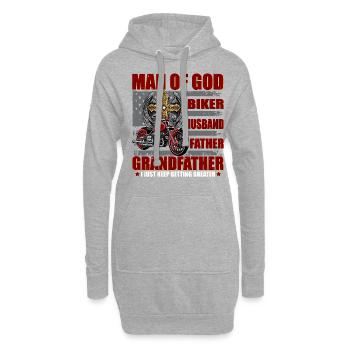 Homme de Dieu Chemise Motard Mari Père Grand-père - Sweat-shirt à capuche long Femme - gris chiné - Devant