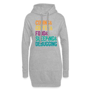 Coding Coffee Food Sleeping Debbuging Programmer C - Hoodie-Kleid - Grau meliert - Vorne