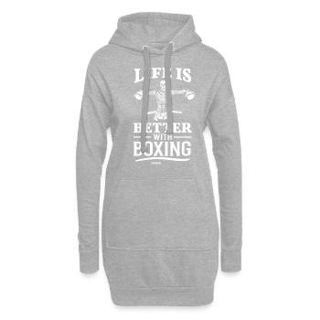 La vie est meilleure avec la boxe - Sweat-shirt à capuche long Femme - gris chiné - Devant