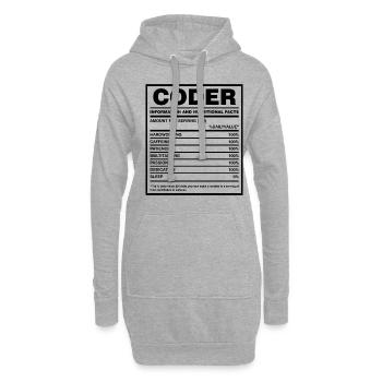 Coder Nutritional Facts Coder Programmer Computer - Hoodie-Kleid - Grau meliert - Vorne