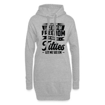 Célibataire Drinking Freedom Titties - Sweat-shirt à capuche long Femme - gris chiné - Devant