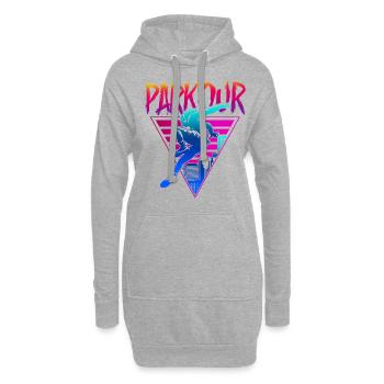 Parkour Free Running Traceur 80S - Sweat-shirt à capuche long Femme - gris chiné - Devant