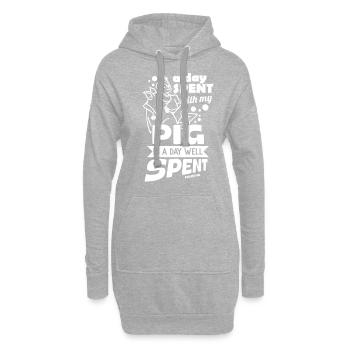Cochon - Sweat-shirt à capuche long Femme - gris chiné - Devant