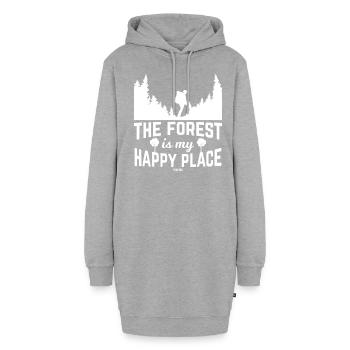 La forêt est mon endroit heureux - Sweat-shirt à capuche long Femme - gris chiné - Devant