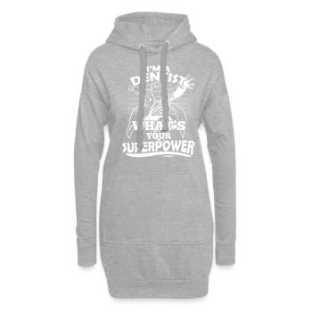 Je suis un dentiste Quel est votre superpouvoir - Sweat-shirt à capuche long Femme - gris chiné - Devant