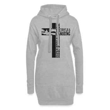Canoë Canoë Jesus Cross Vintage - Sweat-shirt à capuche long Femme - gris chiné - Devant
