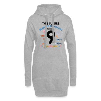 Fête d’anniversaire en biologie marine 9 ans neuf - Sweat-shirt à capuche long Femme - gris chiné - Devant