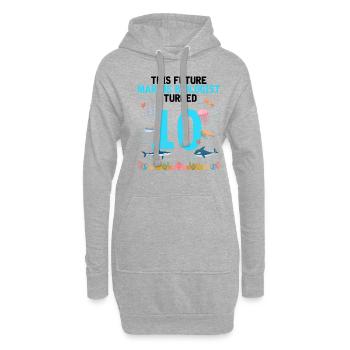 Meeresbiologie Geburtstagsparty 10 Jahre Zehn - Hoodie-Kleid - Grau meliert - Vorne