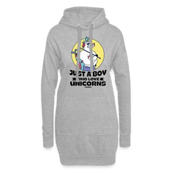 Just A Boy Who Love Unicorns - Hoodie-Kleid - Grau meliert - Vorne