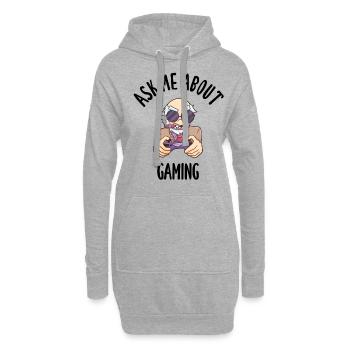 Ask Me About Gaming - Hoodie-Kleid - Grau meliert - Vorne