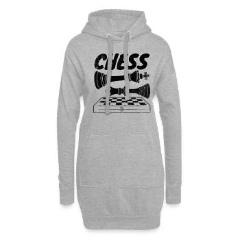 Schach Schachspielen Welt Schach Tag König Dame - Hoodie-Kleid - Grau meliert - Vorne
