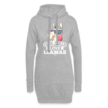 Kuscheltier für Baby Mädchen Lama Alpaka - Hoodie-Kleid - Grau meliert - Vorne