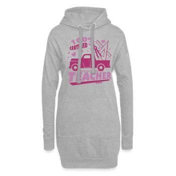 100% Certified Teacher - Hoodie-Kleid - Grau meliert - Vorne