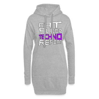 manger du sommeil techno répéter - Sweat-shirt à capuche long Femme - gris chiné - Devant