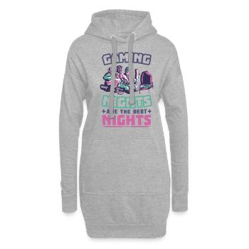 Game Nerd Spielkonsole Gaming zocken Gamepad - Hoodie-Kleid - Grau meliert - Vorne