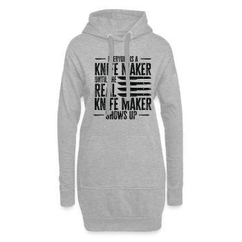 Couteau Auto Forgeron Damascus Steel - Sweat-shirt à capuche long Femme - gris chiné - Devant
