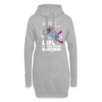 All I Need To Learn About Life Diving - Hoodie-Kleid - Grau meliert - Vorne