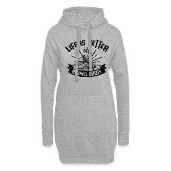 Life Is Better In Hiking Boots Berge Wandern - Hoodie-Kleid - Grau meliert - Vorne