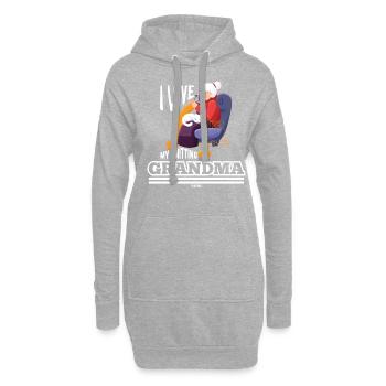Oma Katze stricken Wolle alte Frau - Hoodie-Kleid - Grau meliert - Vorne