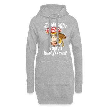 J’adore les champignons de la forêt - Sweat-shirt à capuche long Femme - gris chiné - Devant