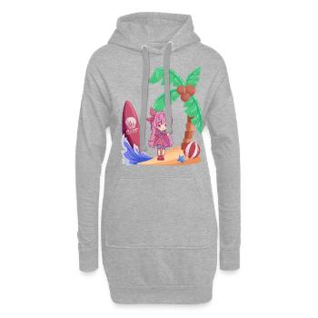 Surf Manga Anime Manga Island Vacances - Sweat-shirt à capuche long Femme - gris chiné - Devant