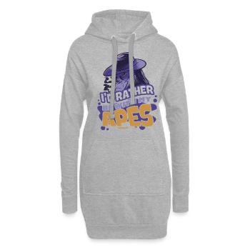 Je préfère être avec mes singes - Sweat-shirt à capuche long Femme - gris chiné - Devant