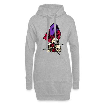 Gothic Skull Roses Death Grave Aesthetic Dark - Hoodie-Kleid - Grau meliert - Vorne