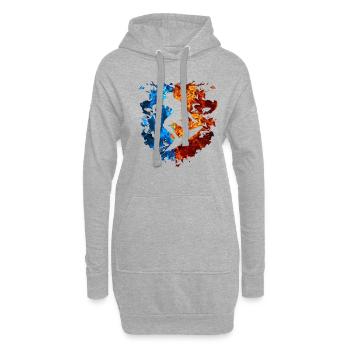 Surfen Rot Blau Feuer Surfer Sport Surfbrett - Hoodie-Kleid - Grau meliert - Vorne