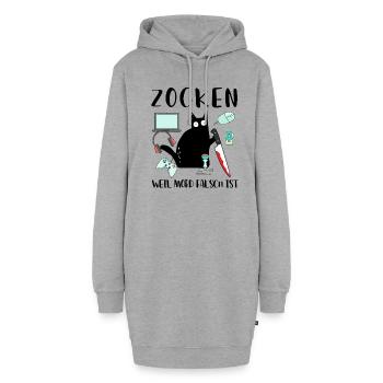 Zocken Weil Mord Falsch Ist Gamer Zocken Gaming - Hoodie-Kleid - Grau meliert - Vorne